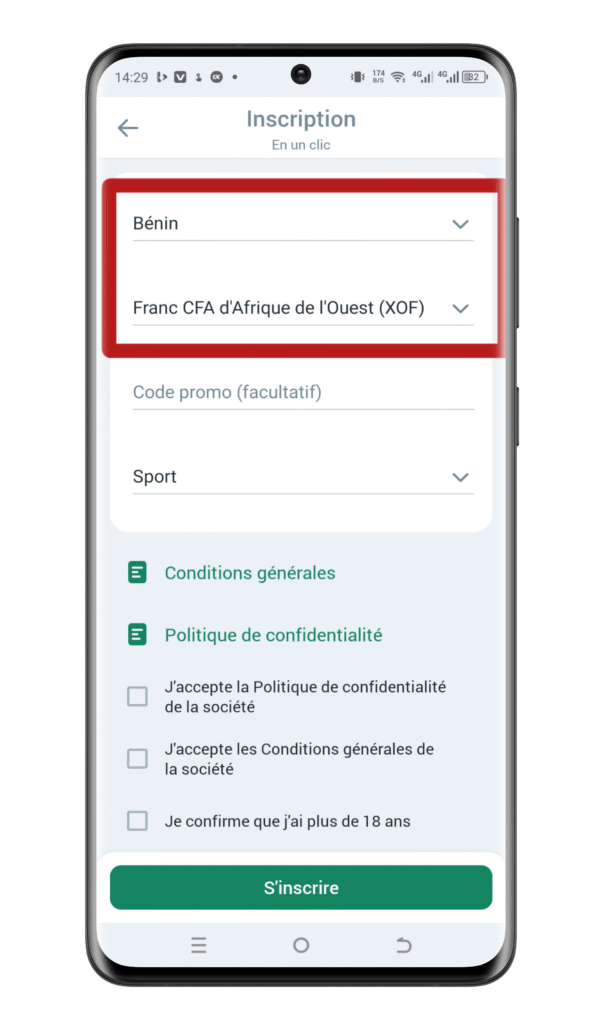 Sélectionnez votre pays de résidence et la devise