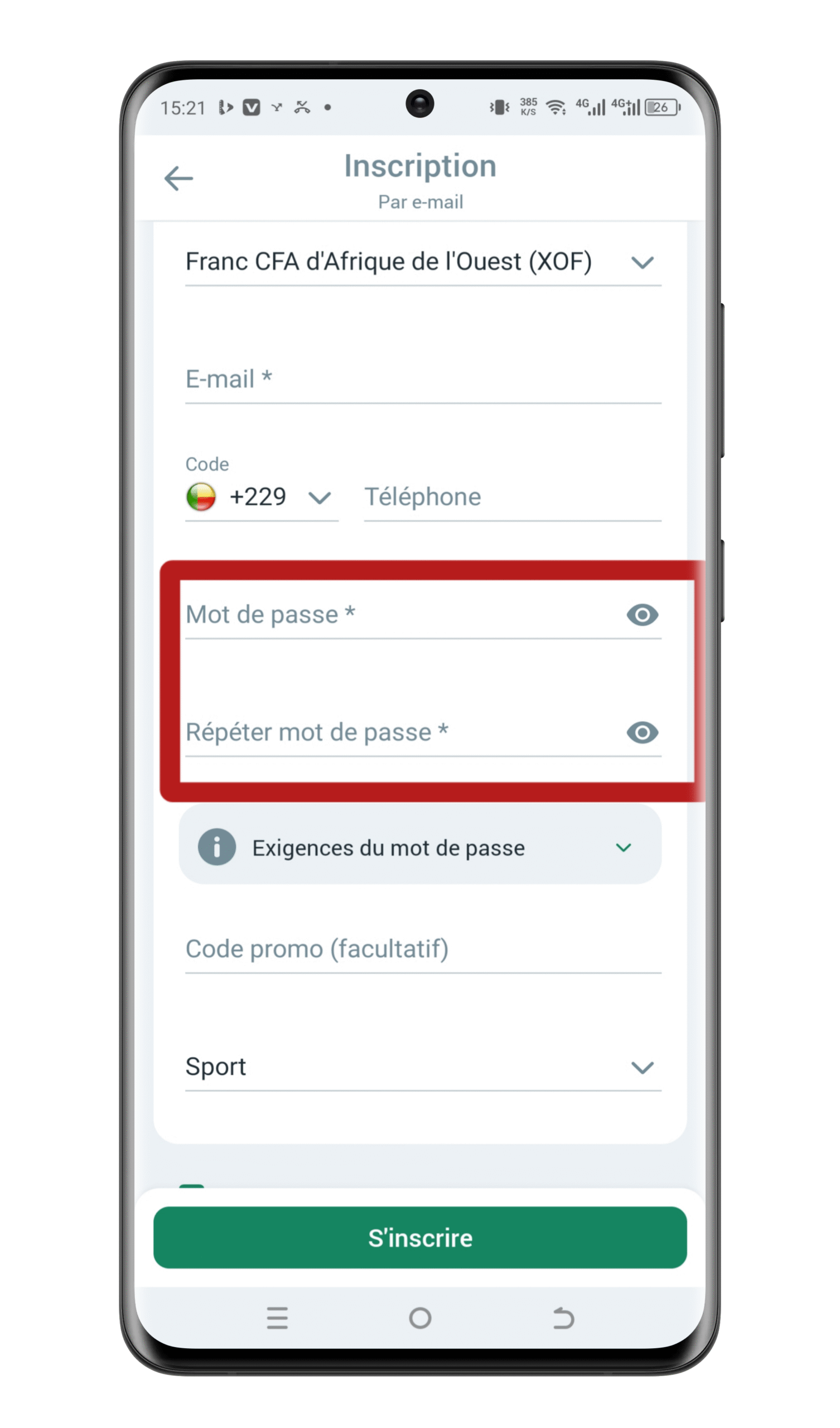 Créez un mot de passe