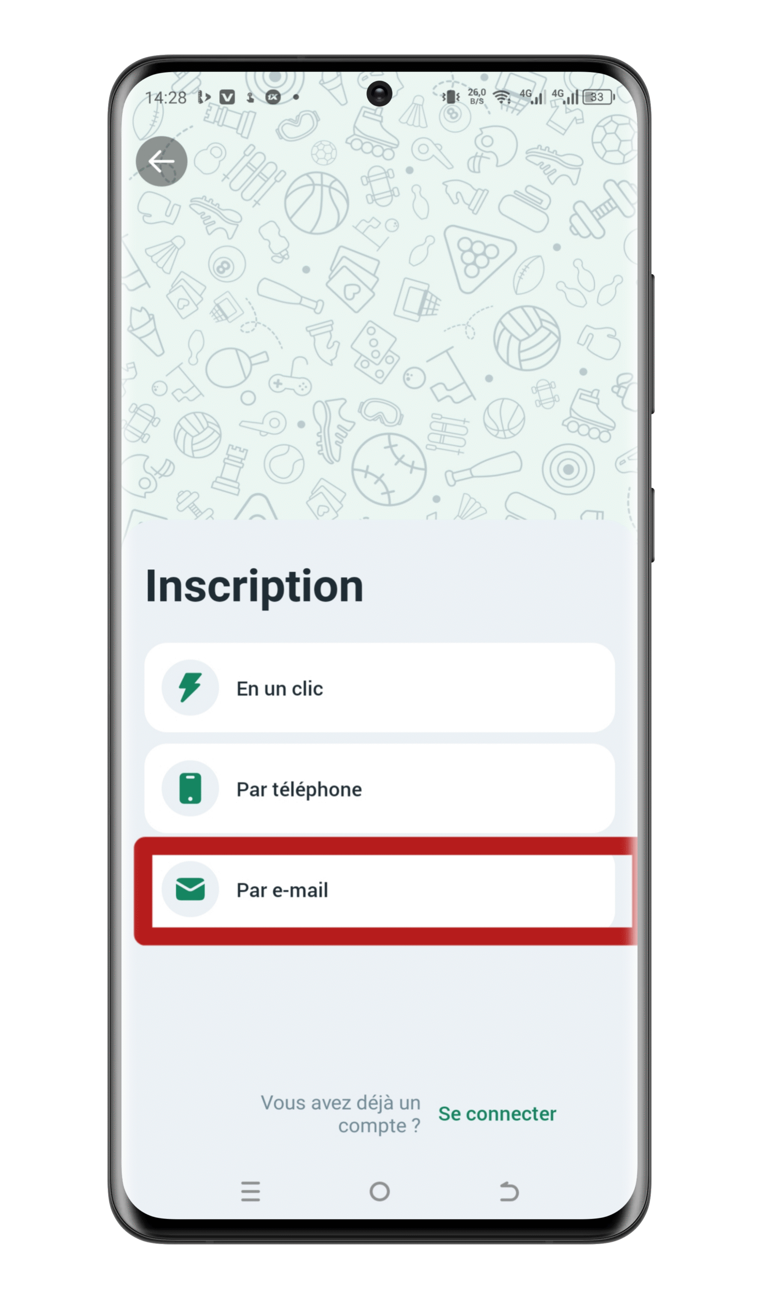 Sélectionner « Par e-mail »