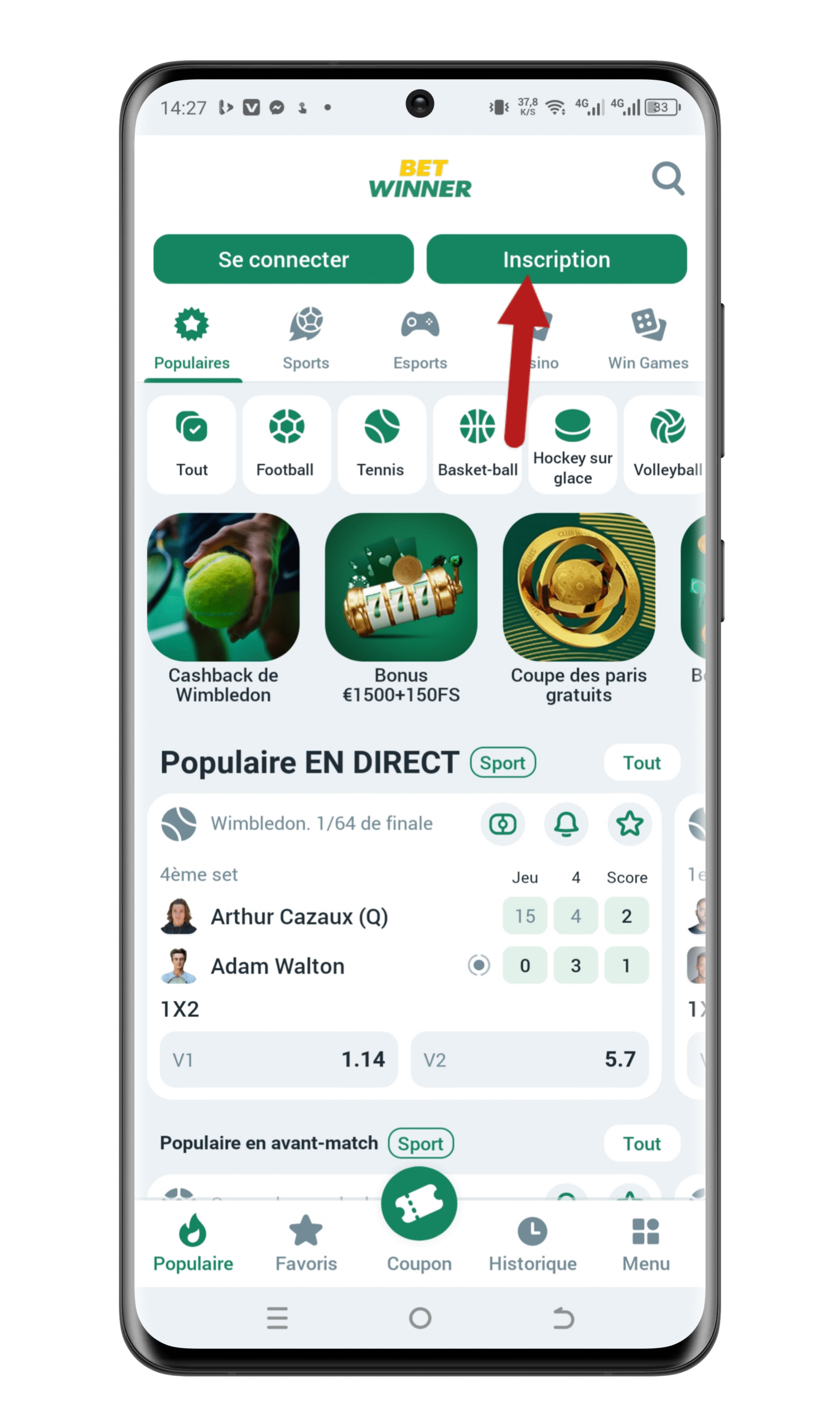 Accédez à la page d’inscription