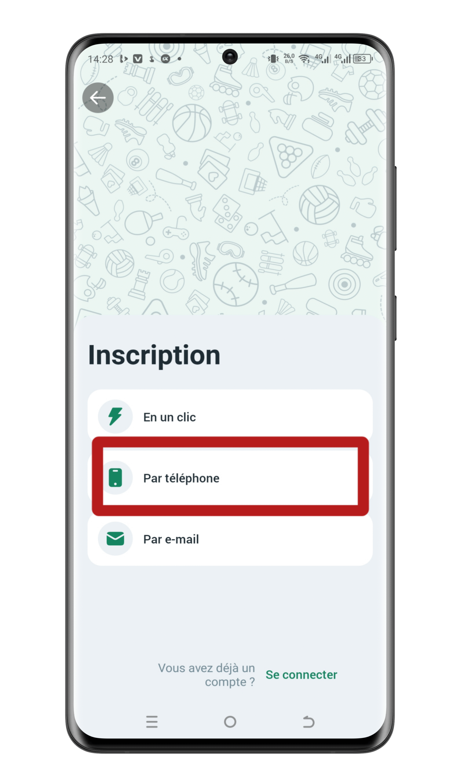 Sélectionnez l’option « Par téléphone »