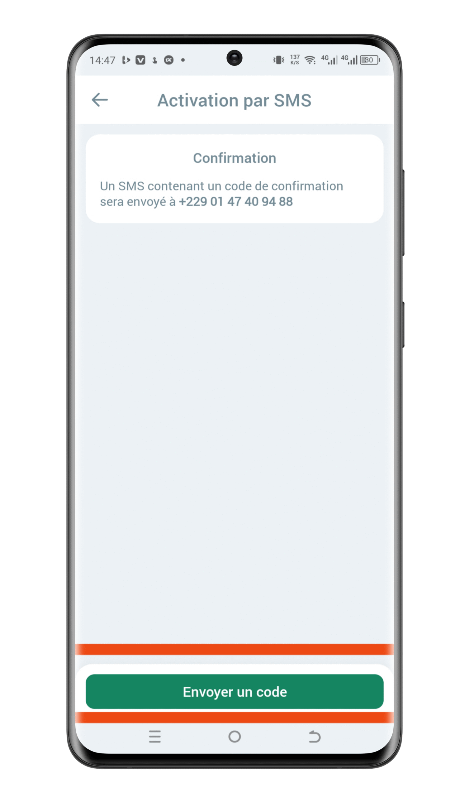 Demandez un code de confirmation