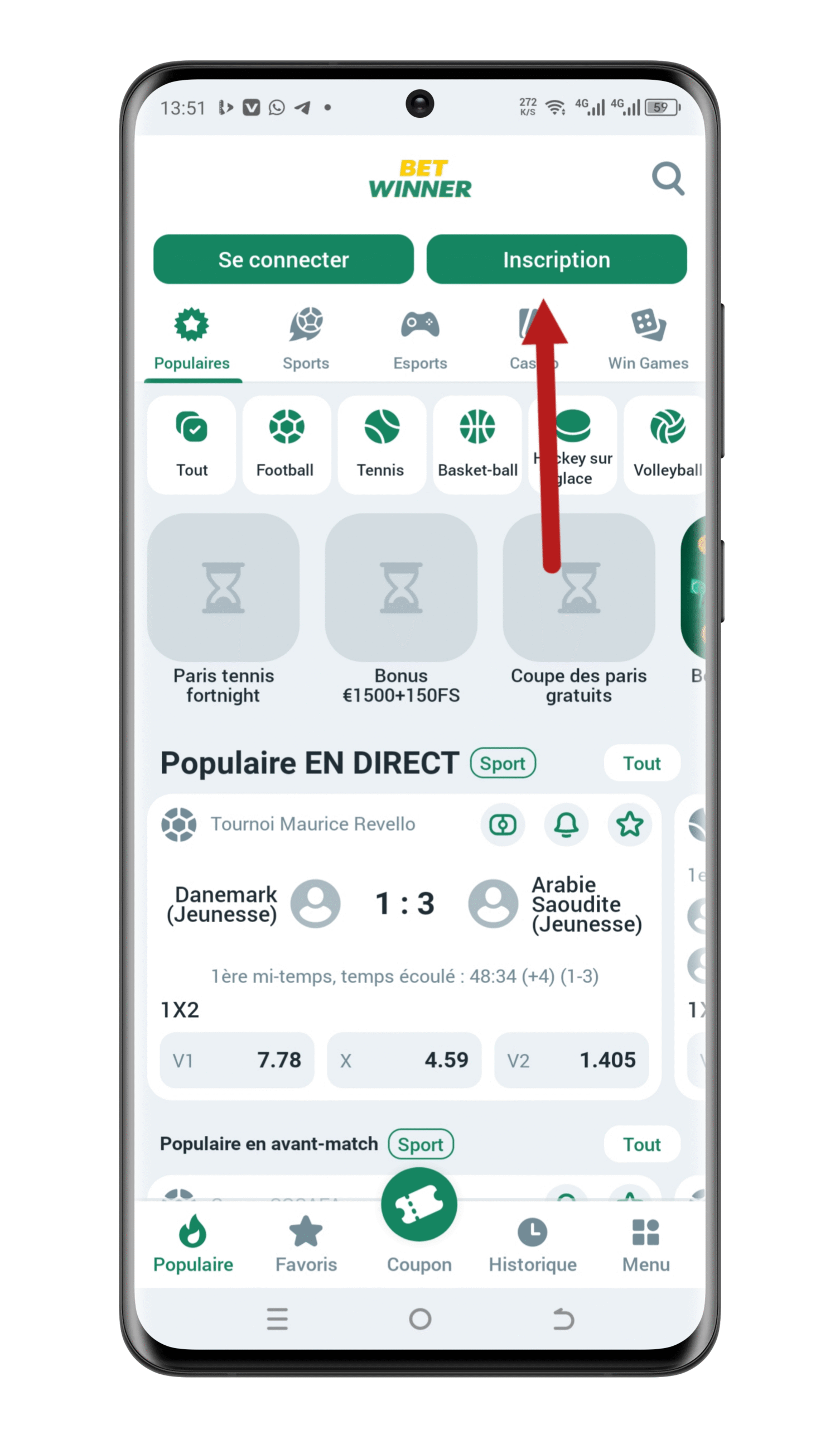 Cliquez sur « Inscription »