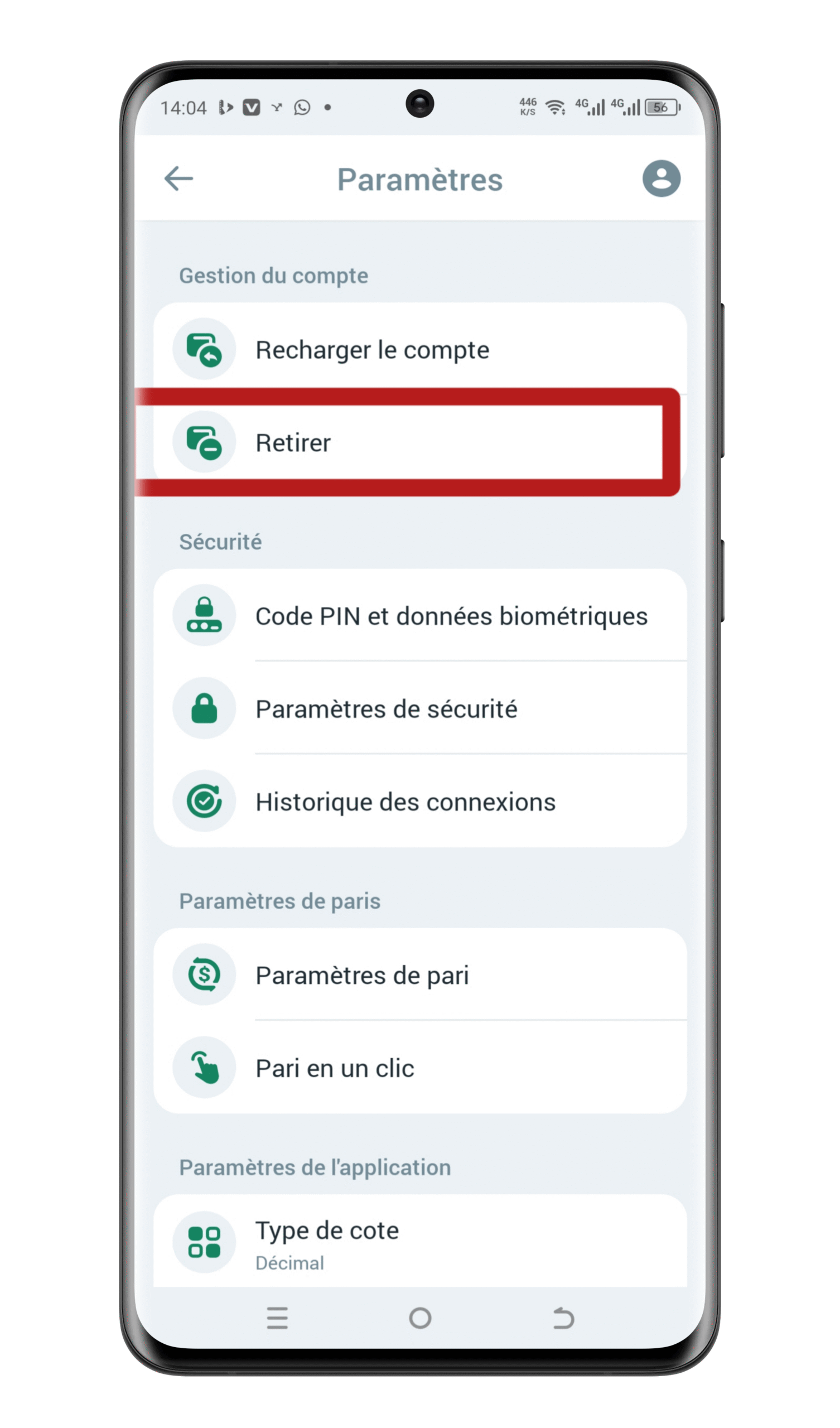 Allez dans la rubrique « Retirer »